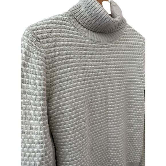 J. Crew Waffle Knit Textured Turtleneck Sweater Mushroom Gray Size XS - Picture 8 of 11